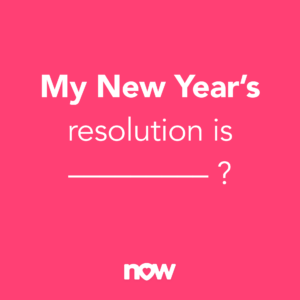 Quote about my new years resolution on a pink background